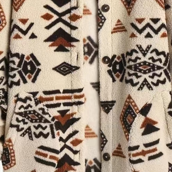 Aztec print button up Teddy coat - Picture 5 of 5